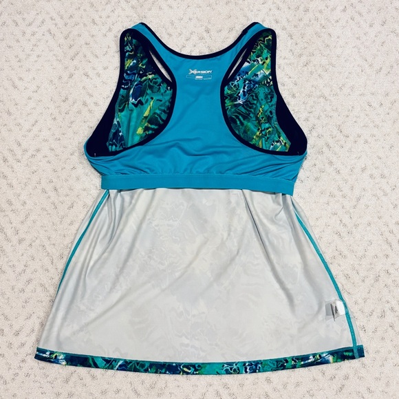 Xersion Performance Tank Top Womens XL Blue Green Bra Shelf Summer Athletics - Picture 6 of 7